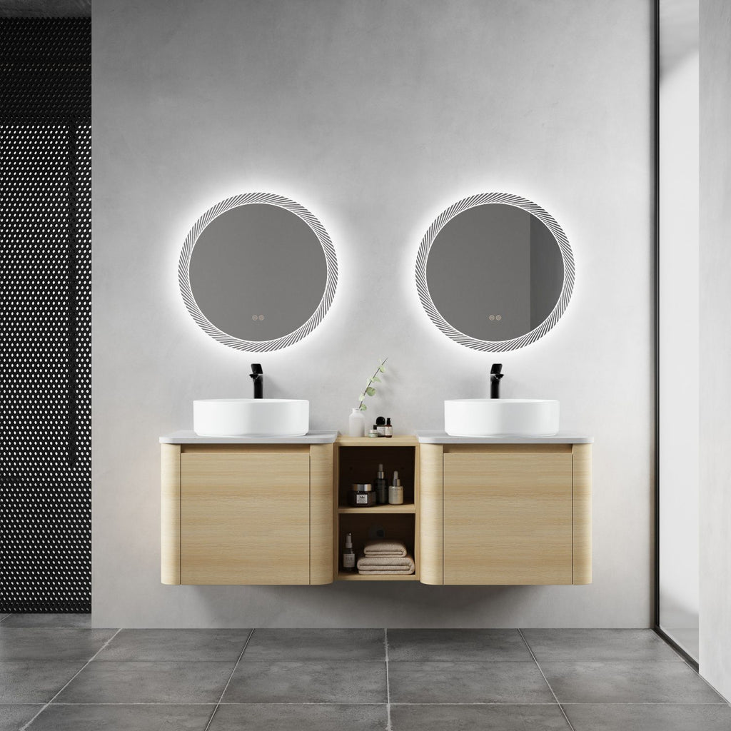 60'' Wall-Mounted Bathroom Vanity With Ceramic Art Sink, and 1-Storage Shelves, Soft-Close Door, KD-Packing, Plywood