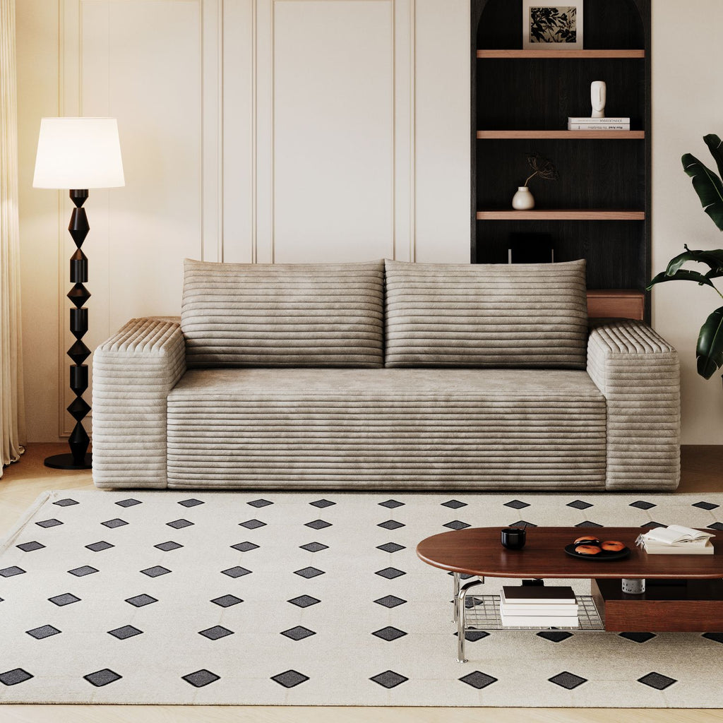 63" 2Setaser Sofa,Corduroy Fabric,Deep Seat Couches,Comfy Loveseat Sofa,No Assembly,1pcs for Living room, Bedroom,Conference room ,Apartment,Camel