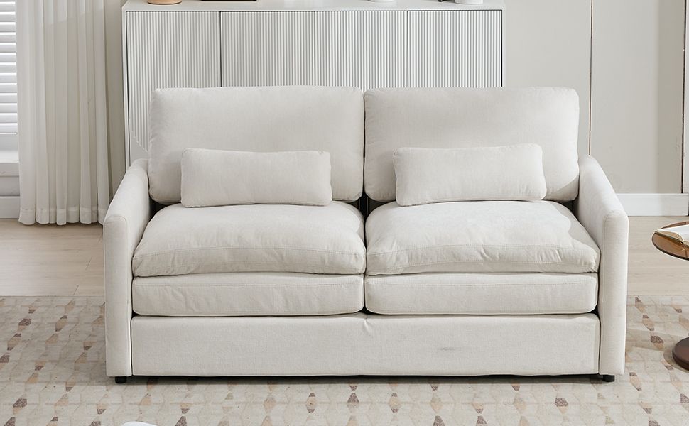 68.1" Cozy Upholstered Loveseat Sofa Oversized Comfy Comfy Cloud Sofa Double Cushion Loveseat Sofa Plush Cushion Sofa Couch for Living Room, Beige