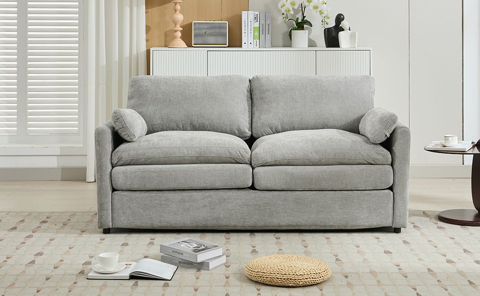 68.1" Cozy Upholstered Loveseat Sofa Oversized Comfy Comfy Cloud Sofa Double Cushion Loveseat Sofa Plush Cushion Sofa Couch for Living Room,Light Grey