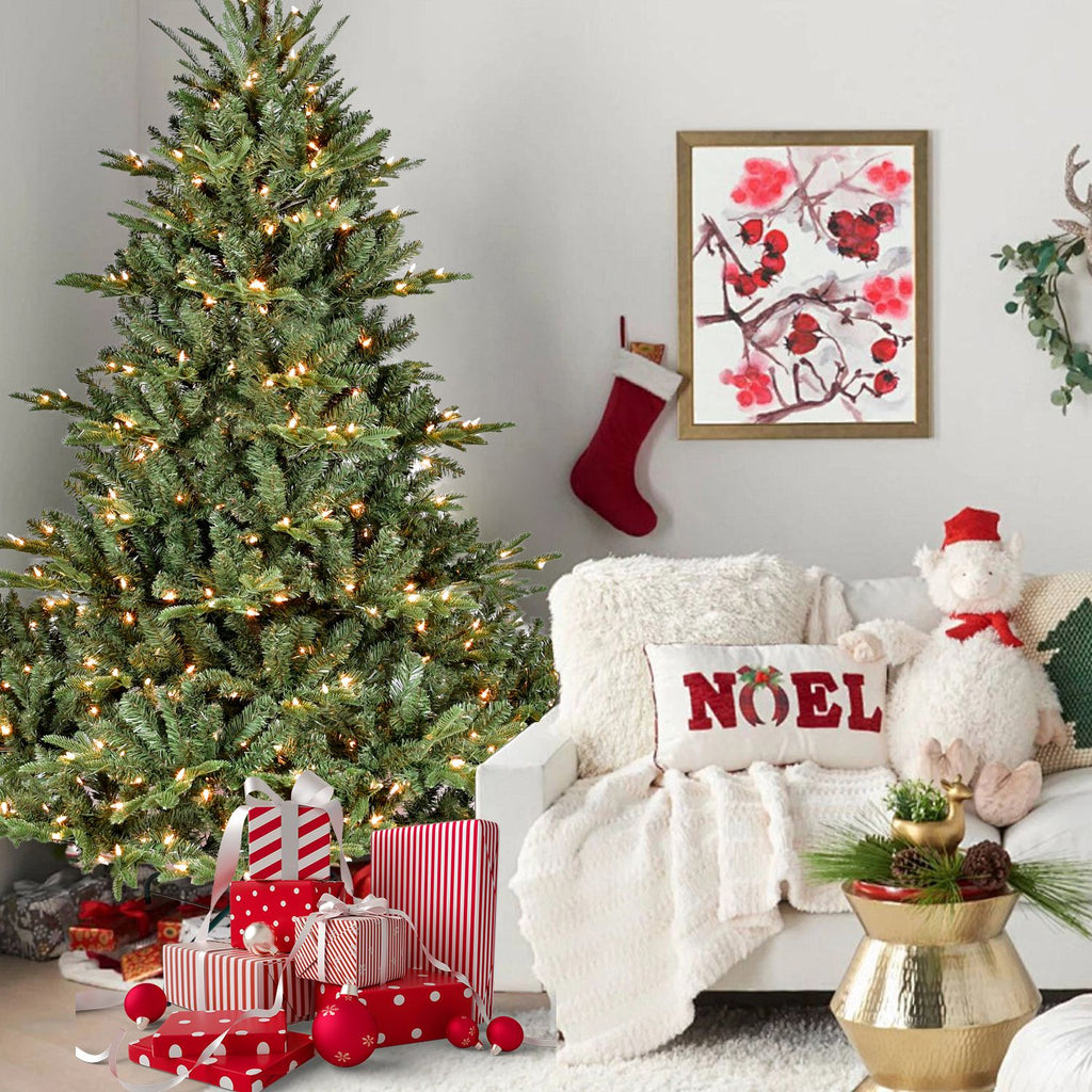 6FT Full-Shape Christmas Tree with 500 UL Lights – PE/PVC Mixed Branches, 1763 Tips, Wide Base for Spacious Areas, Hinged Structure, Stable Metal Stand