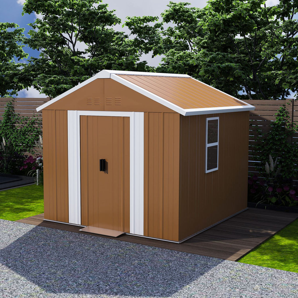 6X4 FT Heavy-Duty Metal Storage Shed with Windows, Lockable Door & Ventilation - Weatherproof Outdoor Garden Shed for Backyard, Lawn, and Tool Organization
