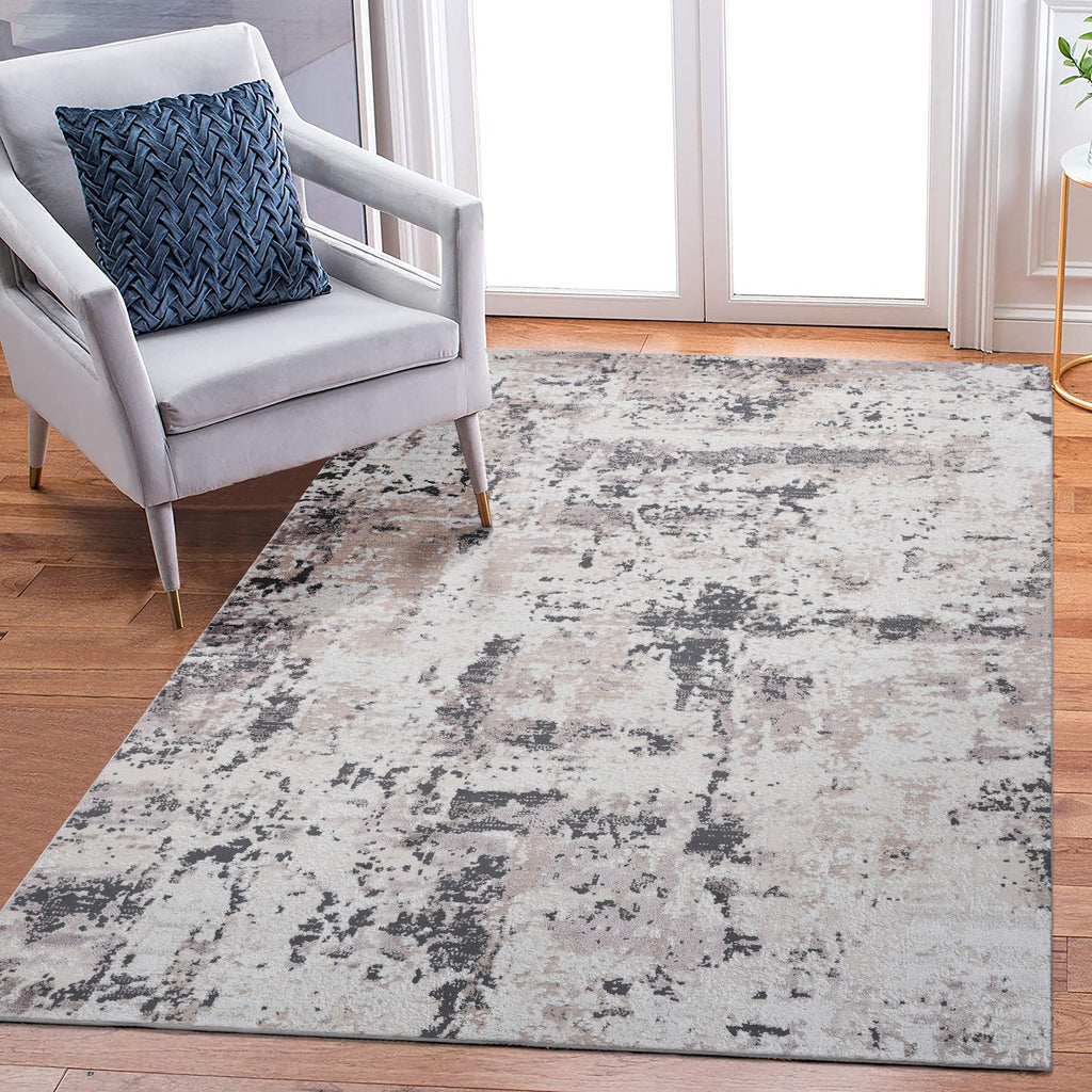 6X9 Cream/Brown /Abstract Non-Shedding Living Room Bedroom Dining Home Office Stylish and Stain Resistant Area Rug