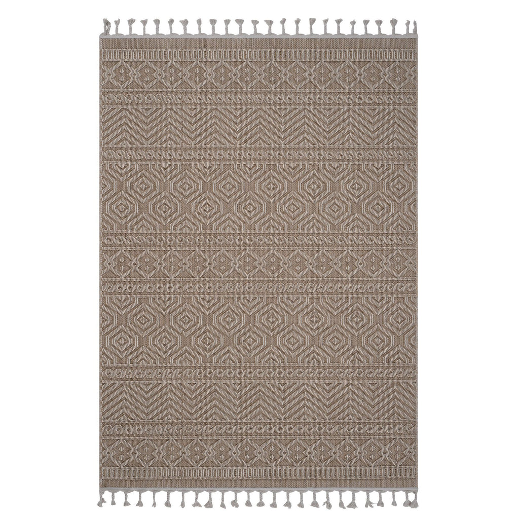 6X9 Mocha /Geometric Indoor/Outdoor Area Rug