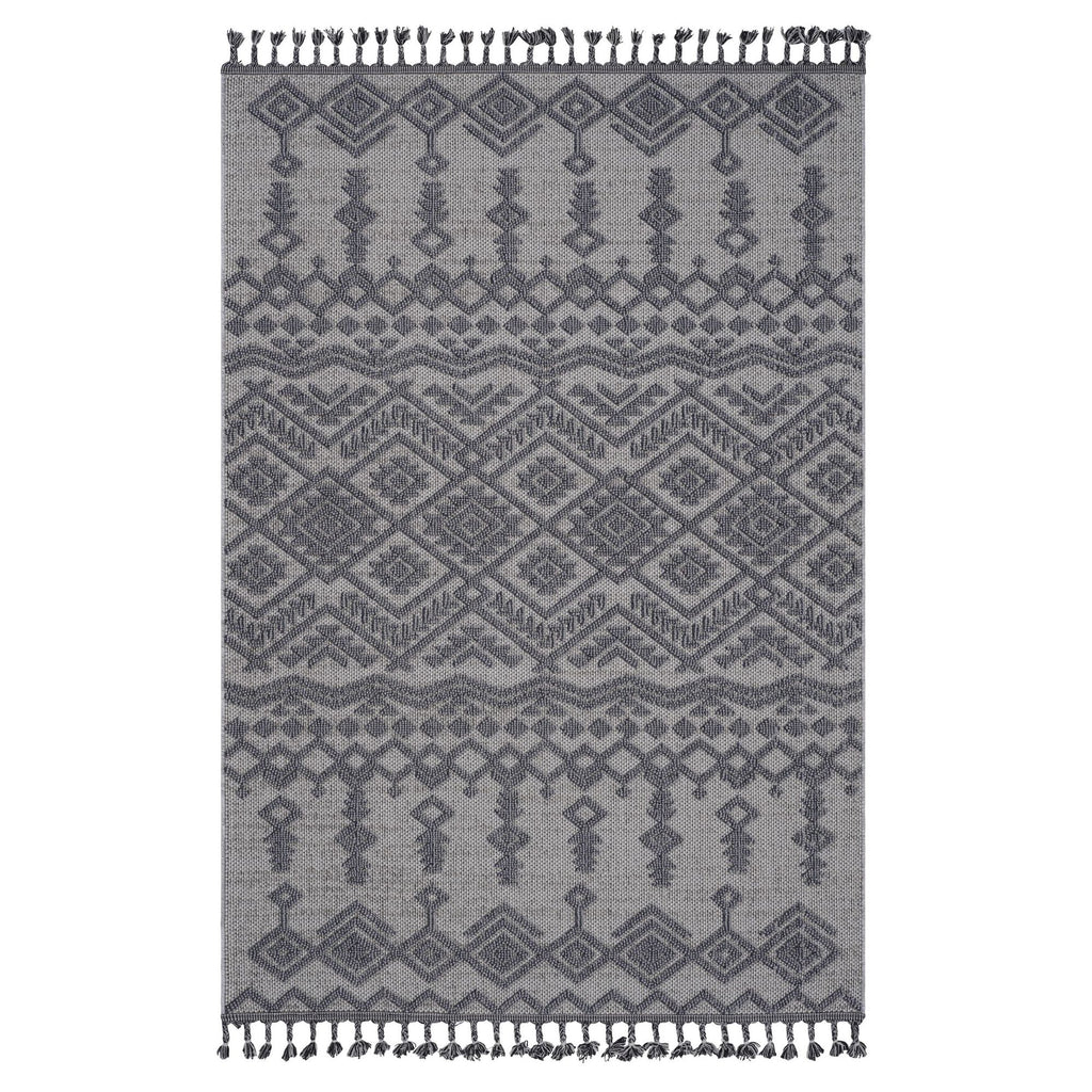 6X9 White/Gray /Traditional Indoor/Outdoor Area Rug