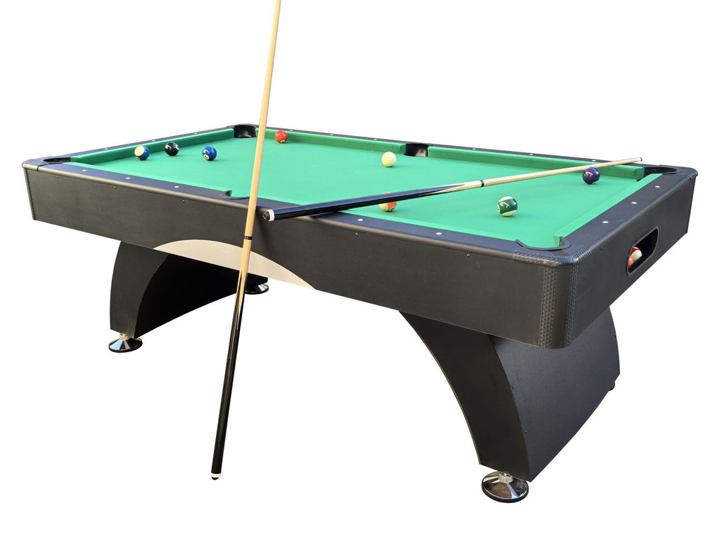 7 ft Pool Table with Black Thin Finish - Billiards Game Room Table for Adults & Family, Home, Dining, or Living Room,Includes Cue Sticks, Billiard Balls