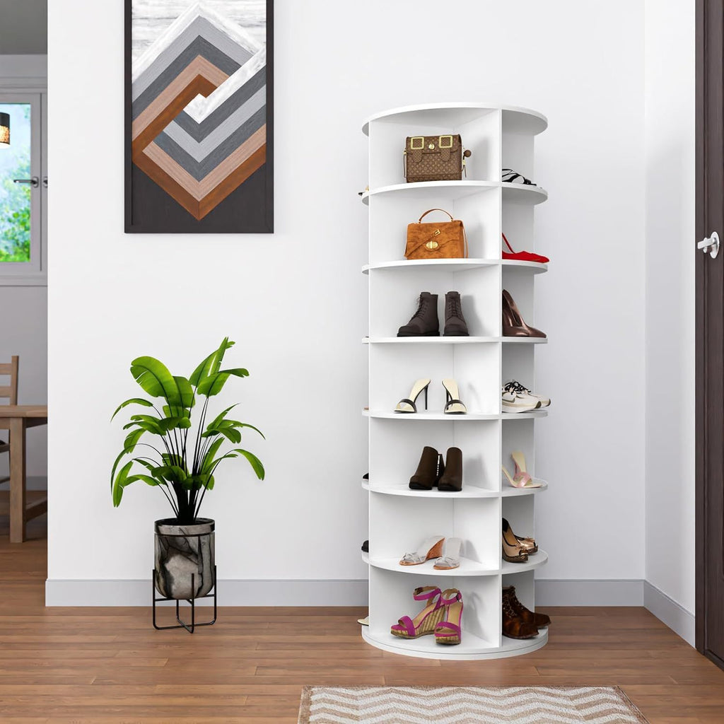 7 Tier Rotating Shoe Rack Tower, Spinning Shoe Display, 360 Shoe Rack Storage Round Carousel, Vertical Handbag Rotate Shoes Closet Organization (White), Thanksgiving, Black Friday, Cyber Monday, Chris