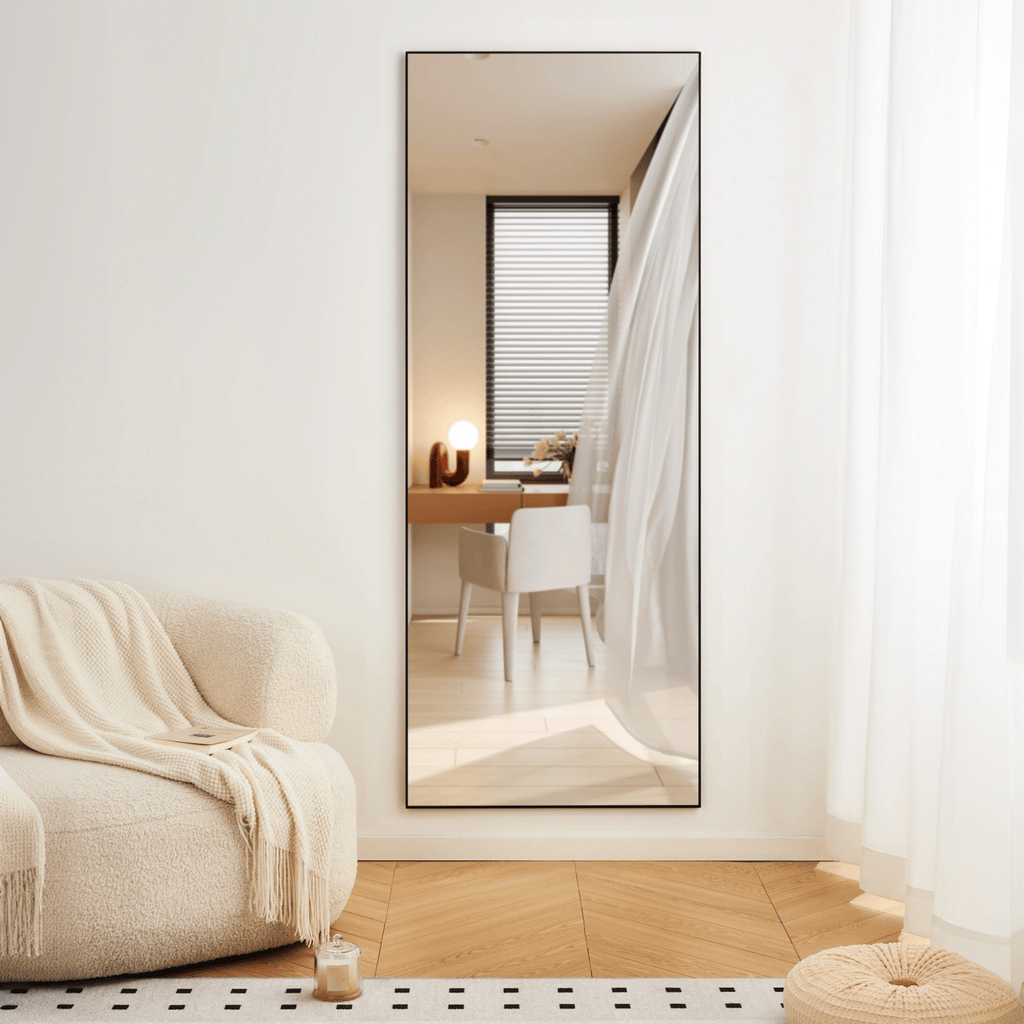 70" x 31" Full Length mirror black Aluminum Alloy Frame, leaning or Wall Mounted, High Definition, Shatter-Proof, Ideal for Bedroom, Living Room, Corridor - Modern Home Decor