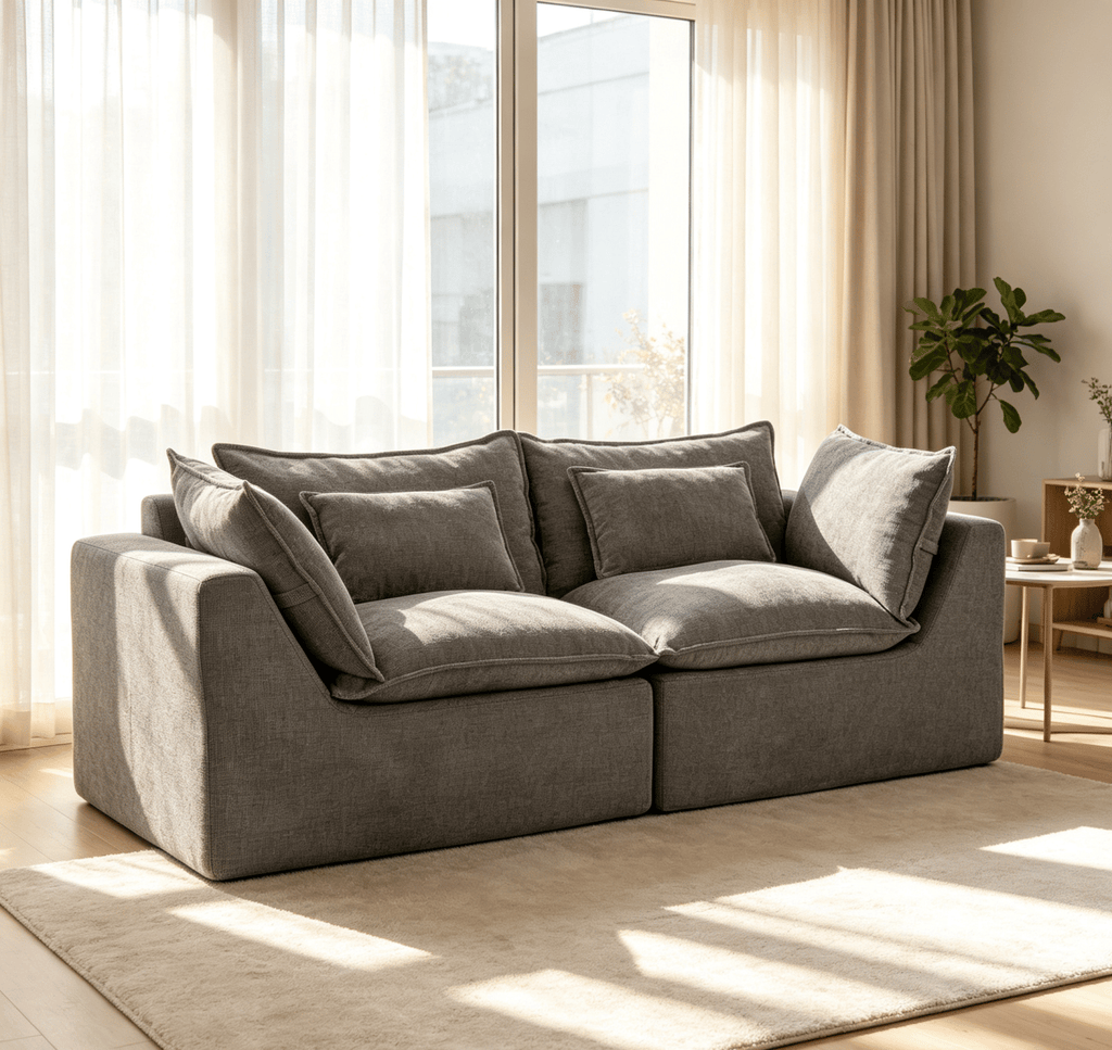 74.8" Width Cloud Couch Oversized Modular Sectional Sofa True Relax Comfy Couches Wide&Deep Seat Sofas for Living Room Furniture Sets, Waffle Fabric ,2Seat
