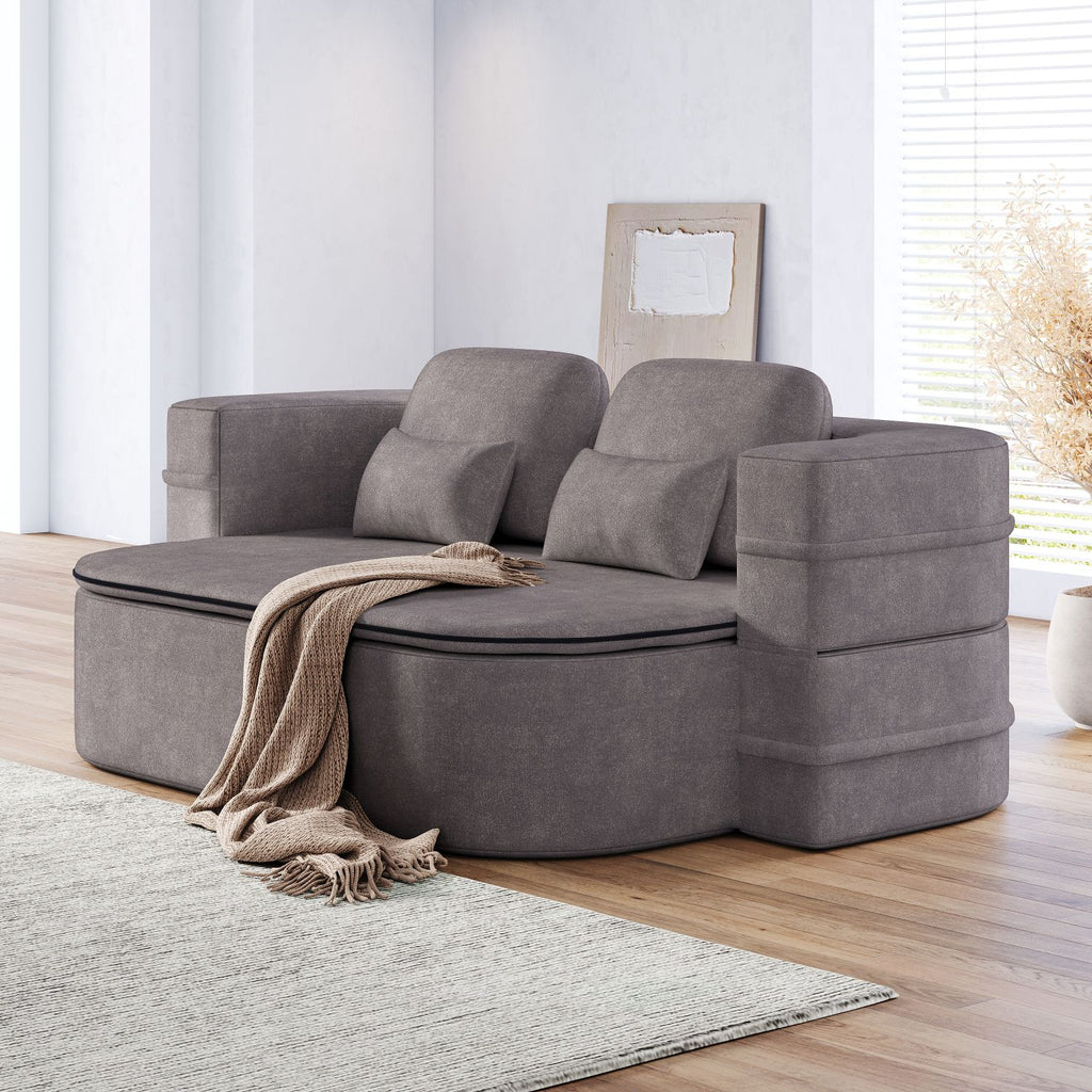 75''2-in-1 Foldable Sofa,Convertible Sleeper Foam Sofa Bed with Multi Functional Blanket, Chenille Floor folding sofa bed, Floor Sofa Lounge Sofa for Living Room Bedroom Lounge Studio