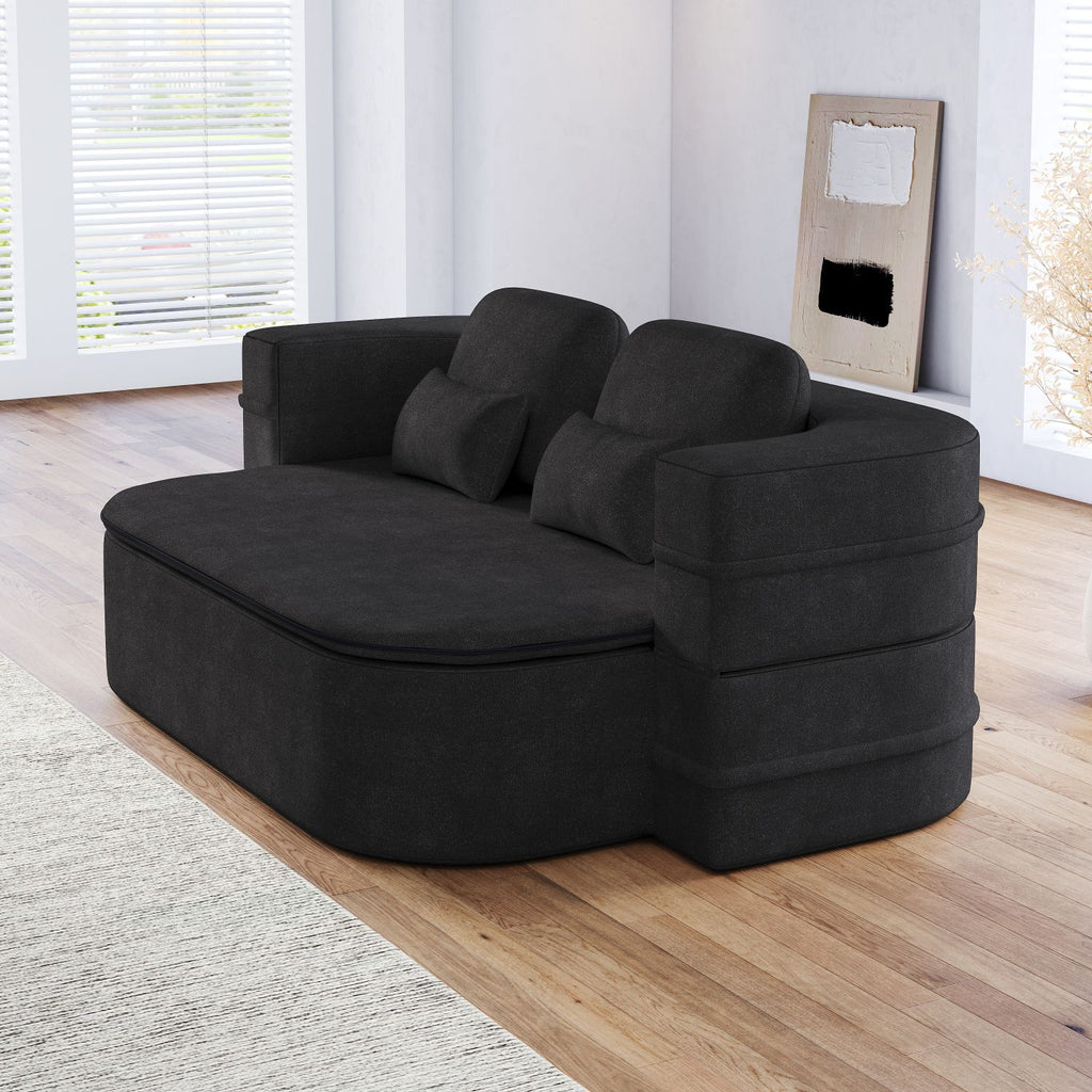 75''2-in-1 Foldable Sofa,Convertible Sleeper Foam Sofa Bed with Multi Functional Blanket, Chenille Floor folding sofa bed, Floor Sofa Lounge Sofa for Living Room Bedroom Lounge Studio