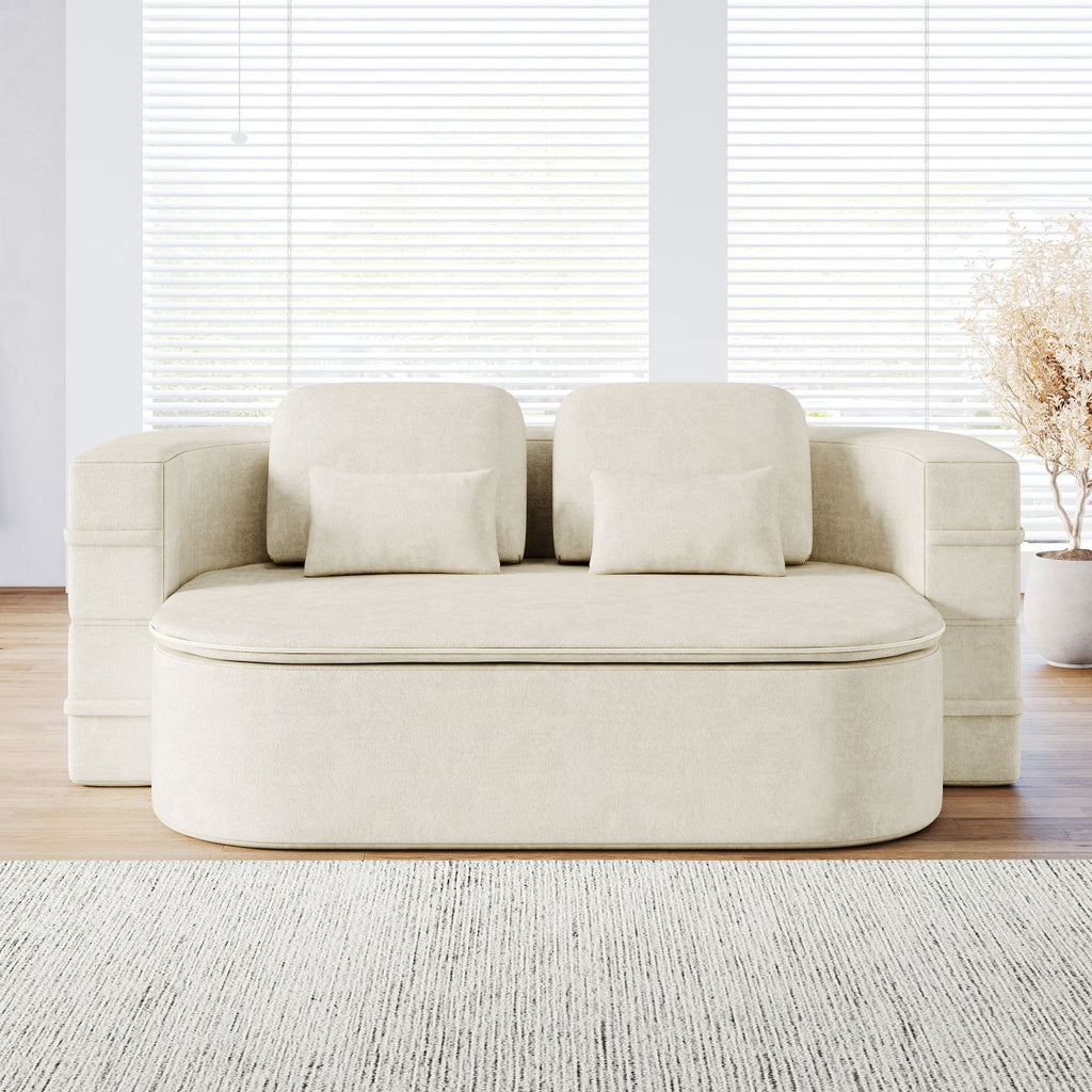 75''2-in-1 Foldable Sofa,Convertible Sleeper Foam Sofa Bed with Multi Functional Blanket, Chenille Floor folding sofa bed, Floor Sofa Lounge Sofa for Living Room Bedroom Lounge Studio