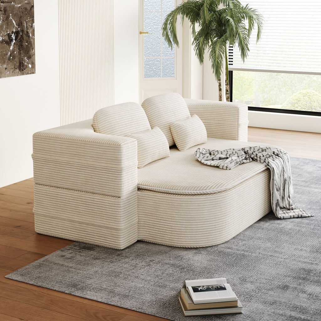 75''2-in-1 Foldable Sofa,Convertible Sleeper Foam Sofa Bed with Multi Functional Blanket, Corduroy Floor folding sofa bed, Floor Sofa Lounge Sofa for Living Room Bedroom Lounge Studio