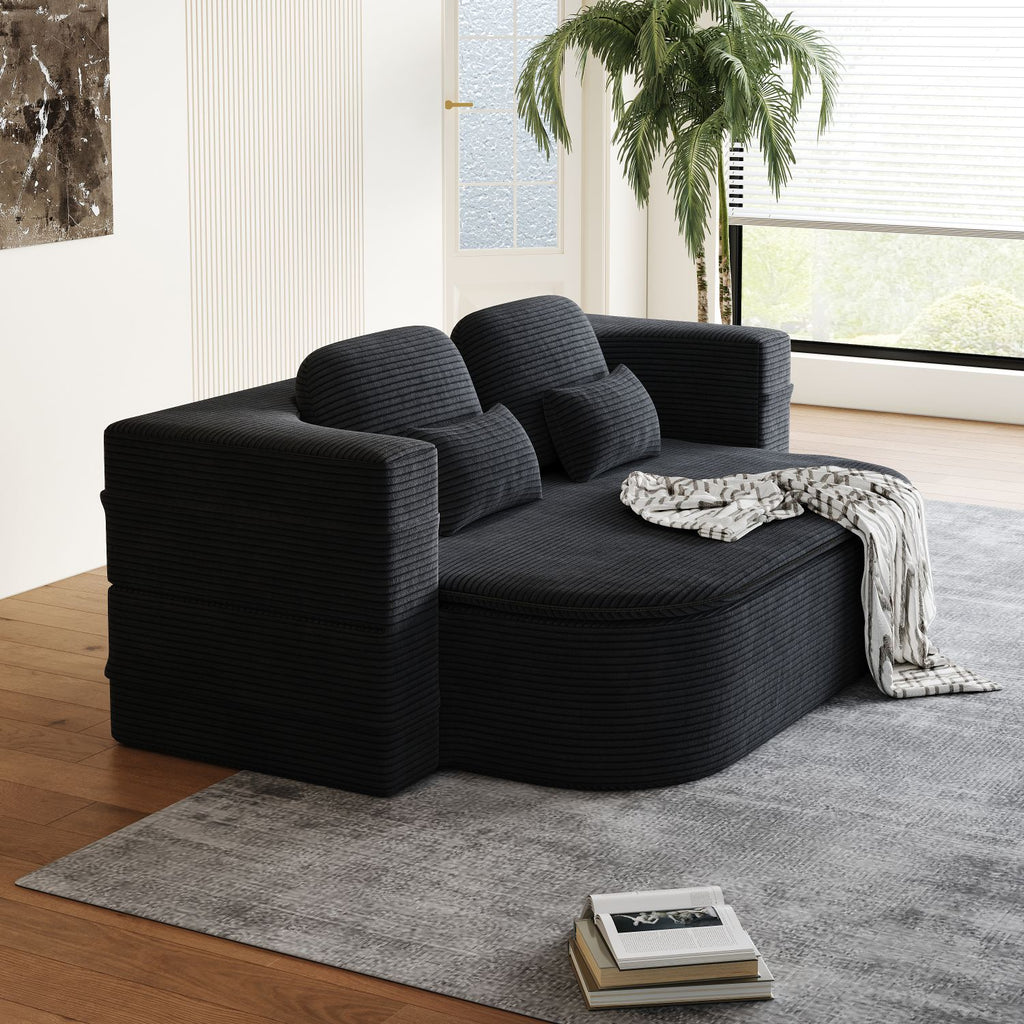 75''2-in-1 Foldable Sofa,Convertible Sleeper Foam Sofa Bed with Multi Functional Blanket, Corduroy Floor folding sofa bed, Floor Sofa Lounge Sofa for Living Room Bedroom Lounge Studio