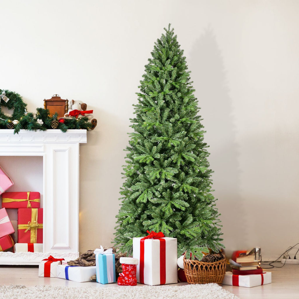 7.5FT Christmas Tree with 1599 PE+PVC Tips – Full-Bodied Holiday Tree with Hinged Branches, Easy Assembly, Stable Metal Stand, Classic Green Xmas Decoration