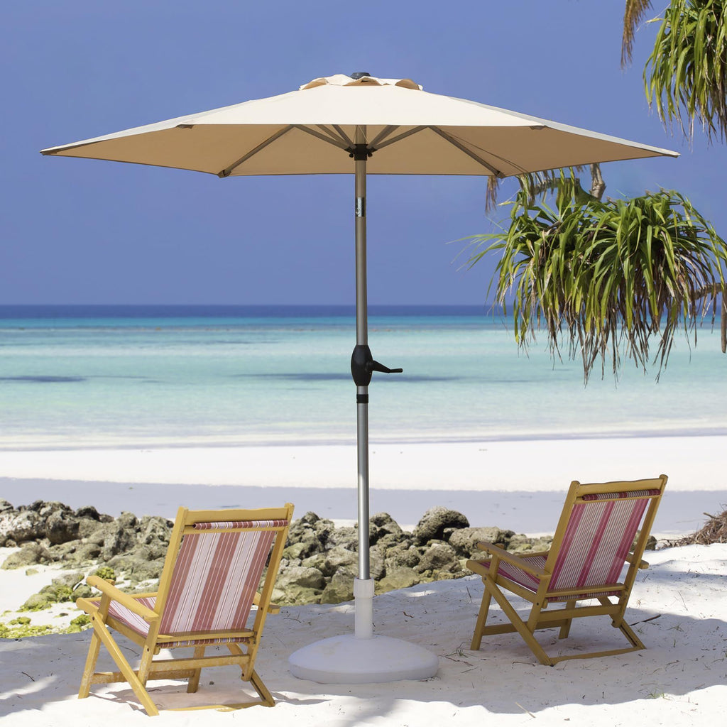 7.5FT Patio Umbrella, Outdoor Table Umbrella with Push Button Tilt and Crank, UV Protection Waterproof Market Sun Umbrella with 6 Sturdy Ribs for Garden, Deck, Backyard, Pool (Beige)