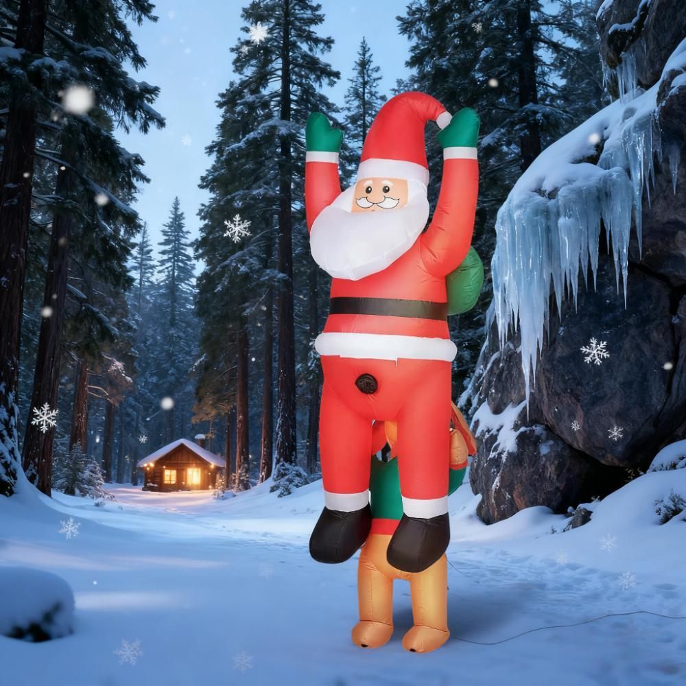 7FT Christmas Blow Up Decoration Hanging Christmas Inflatable Santa with Dog(=SKU:T3971P381207)