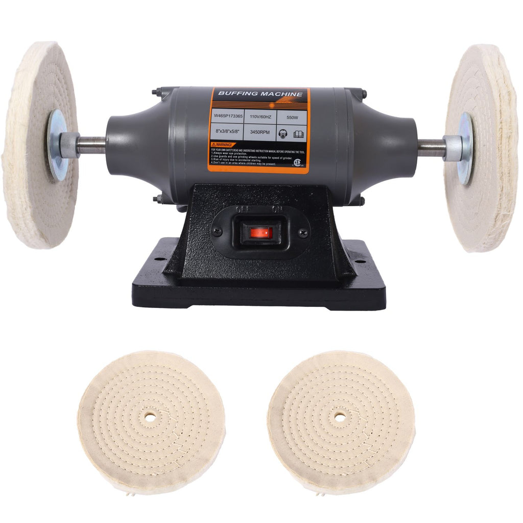 8-Inch Electric Polisher Benchtop Buffer Grinder - Includes 4PCs 80Ply Thic Buffing Wheels Ideal Benchtop Buffing Machine for Polishing Metal, Jewelry, Knives, Wood, Jade, and Plastic