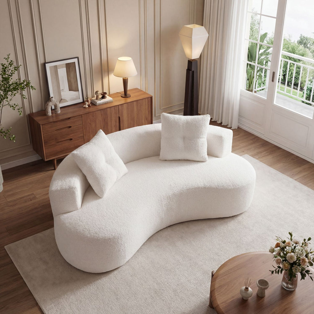 80" 3 Seater Couch for Living Room, Boneless Couch with 2 Pillows,Upholstered Floor Sofa