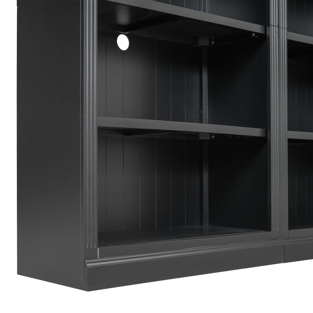 83" Tall Wood Bookcase Suite with light strip ,5-Tier Home Decor Bookcase Suite with Adjustable Shelves,Storage Organizer,Free Standing Storage Shelves Suite for Living Room,Home Office,Black