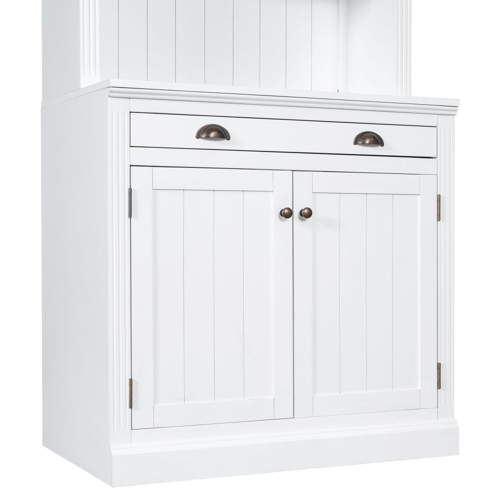 83.4"Tall Bookshelf Suite, Modern Bookcase Suite with 3 pieces LED Lighting,Doors and Drawers,2-Piece Set Storage Bookcase with Open Shelves for Living Room,Home Office,White