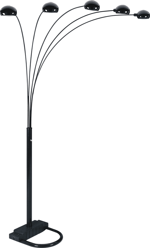 84"H BLACK 5-HEAD CAP STYLE FLOOR LAMP (1PC/CTN) (2.51/32.63)