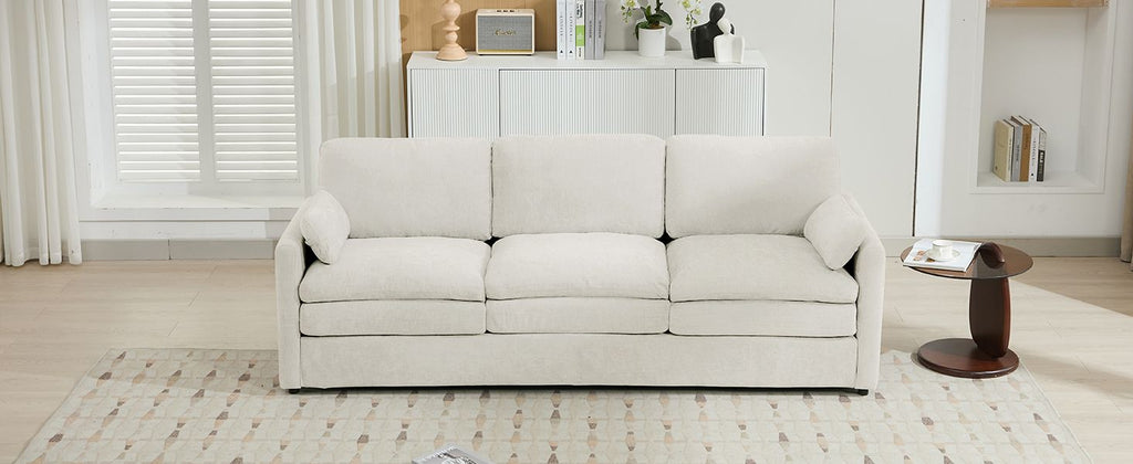 89" Cozy Upholstered 3-seater Sofa Oversized Comfy Cloud Sofa Double Cushion 3-seater Sofa Plush Cushion Sofa Couch for Living Room, Beige