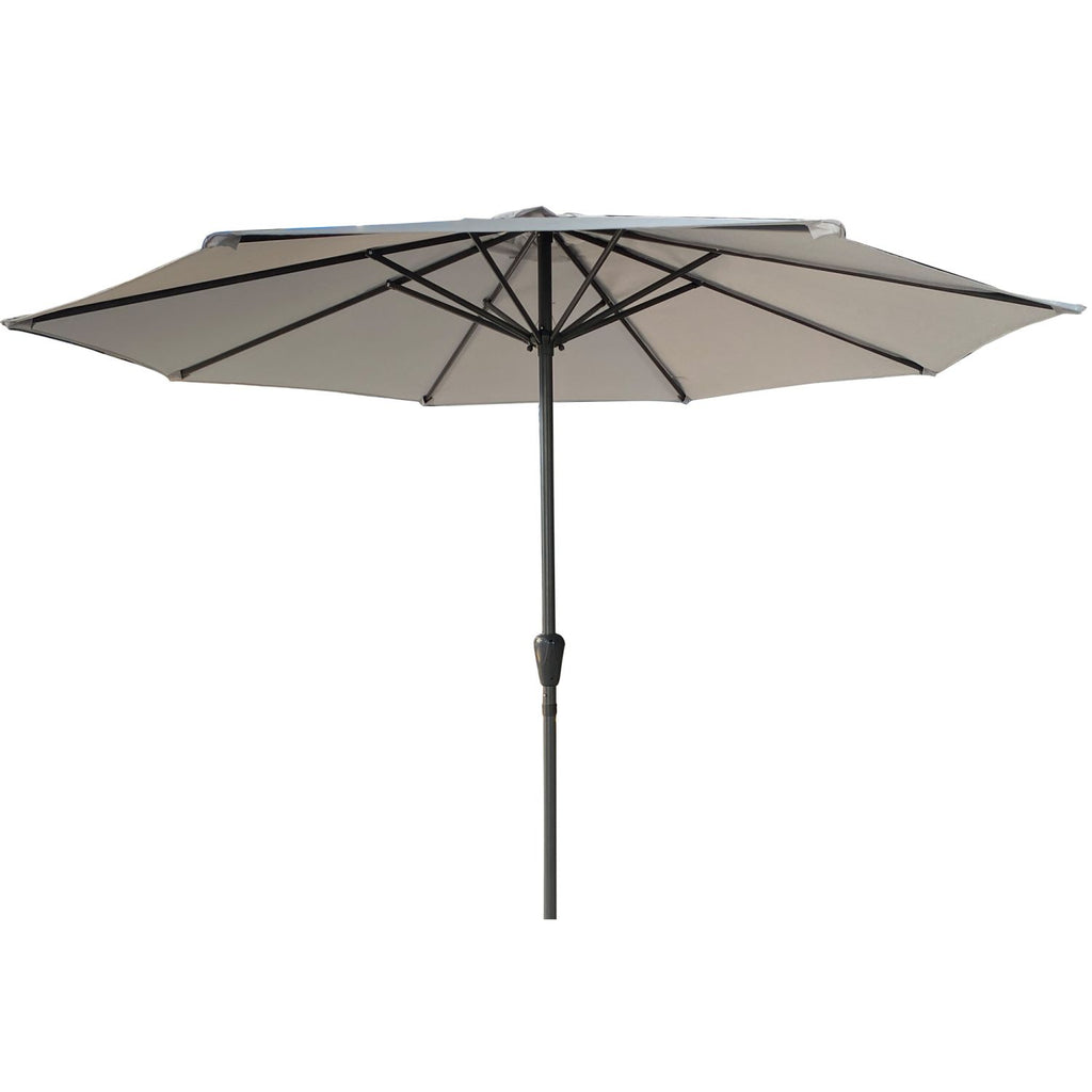 9' Outdoor Patio Aluminum Umbrella, Outdoor Table Umbrella,Market Umbrella with 8 Sturdy Ribs, UV 50+ Protection,Push Button Tilt and Crank Perfect for Patio, Beach, Garden - Gray without base