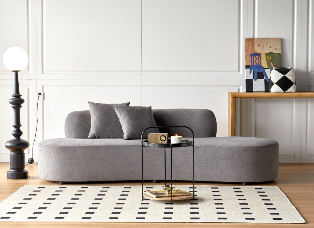 90" Curved Sofa with Throw Pillows, 4 Seater Luxury Velvet Couch with Half Moon Design and High-Density Foam, Ideal for Modern Living Room, Office & Apartment, Grey