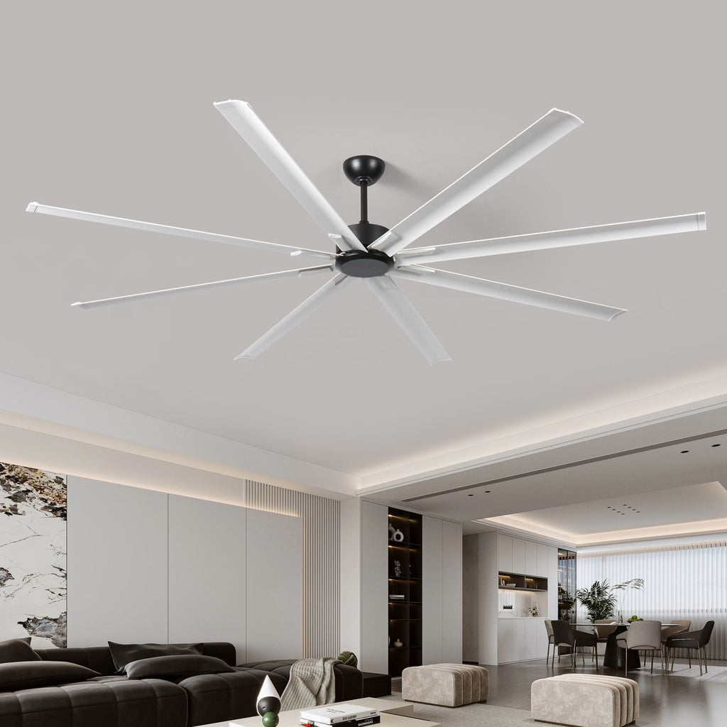 96" Ceiling Fan with Light and Remote Control, 6-Speed Noiseless Reversible DC Motor, 8 Durable Aluminum Double-Layer Blades Large Ceiling Fan