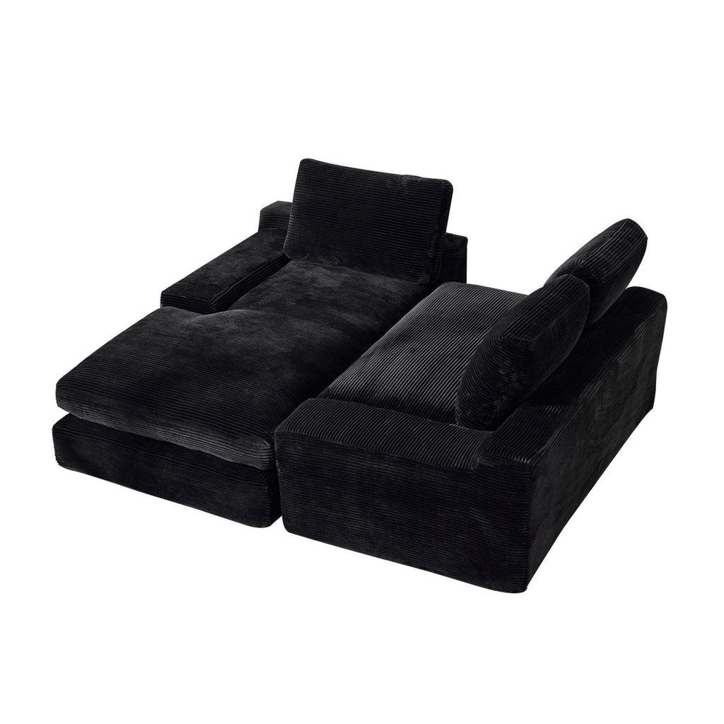 99*69" Modular Sectional Living Room Sofa Set, Modern Minimalist Style Couch, Upholstered Sleeper Sofa for Living Room, Bedroom, 2 PC Free Combination, Installation-free Sofa, L-Shape, Black