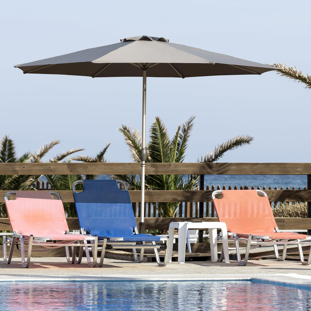 9FT Patio Umbrella, Outdoor Table Umbrella with Push Button Tilt and Crank, UV Protection Waterproof Market Sun Umbrella with 8 Sturdy Ribs for Garden, Deck, Backyard, Pool (Gray)