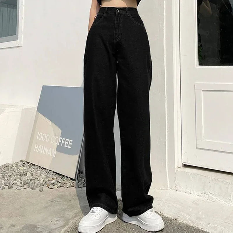 High Waist Wide Leg Denim Jeans For Women Punk Style