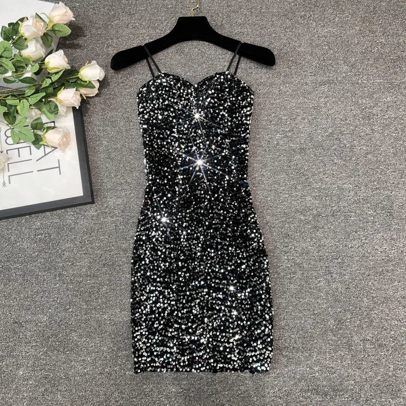 Velvet Sequin Wrap Mini Skirt For Women Slim Fit Clubwear