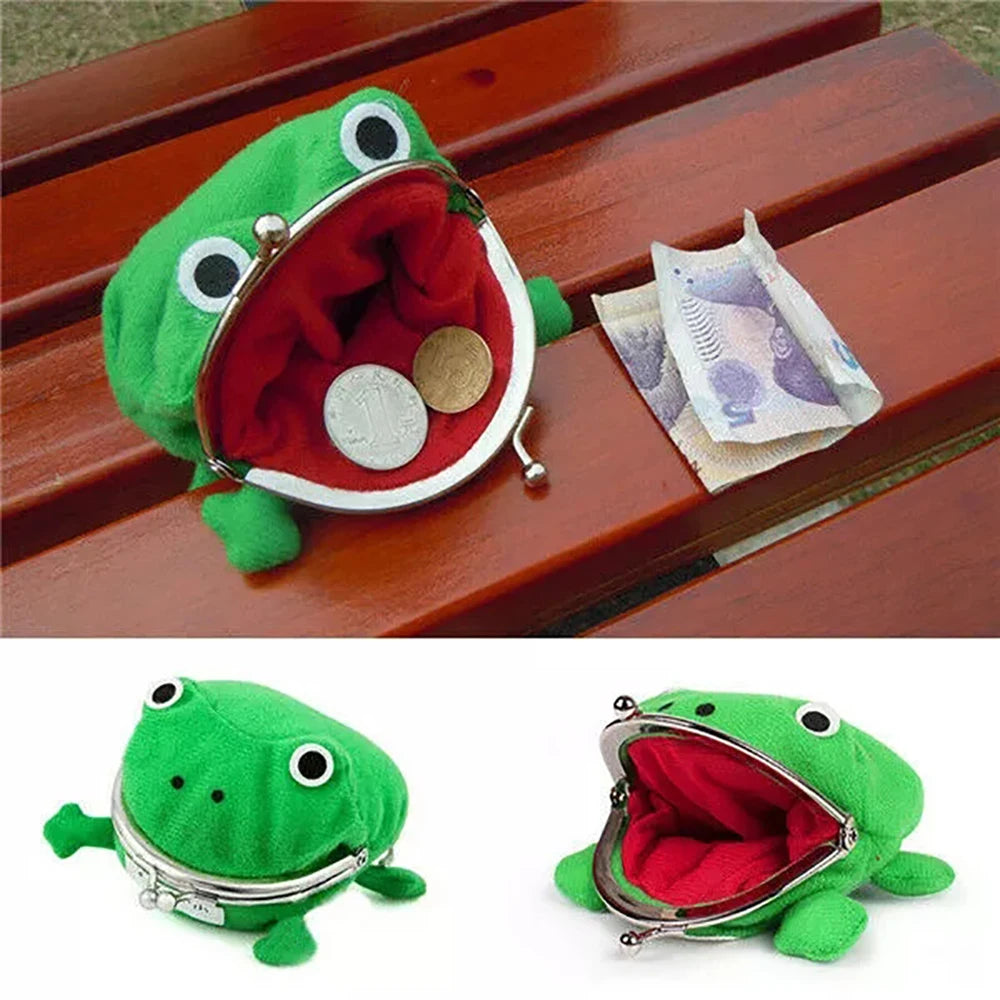 Adorable Anime Frog Wallet Coin Purse Plush Key Chain is a cute cartoon accessory for women who love cosplay.