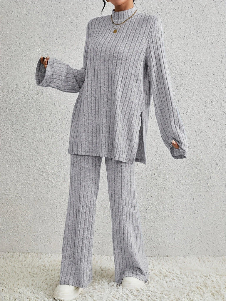 Elegant Autumn and Winter Womens Pantsuit Set with Long Sleeve Top and Matching Trousers for Daily Wear