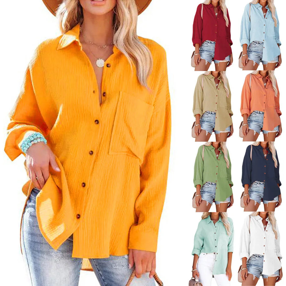 Women's High-End Long Sleeve Batwing Shirt with Drop Shoulders for Spring Fashion