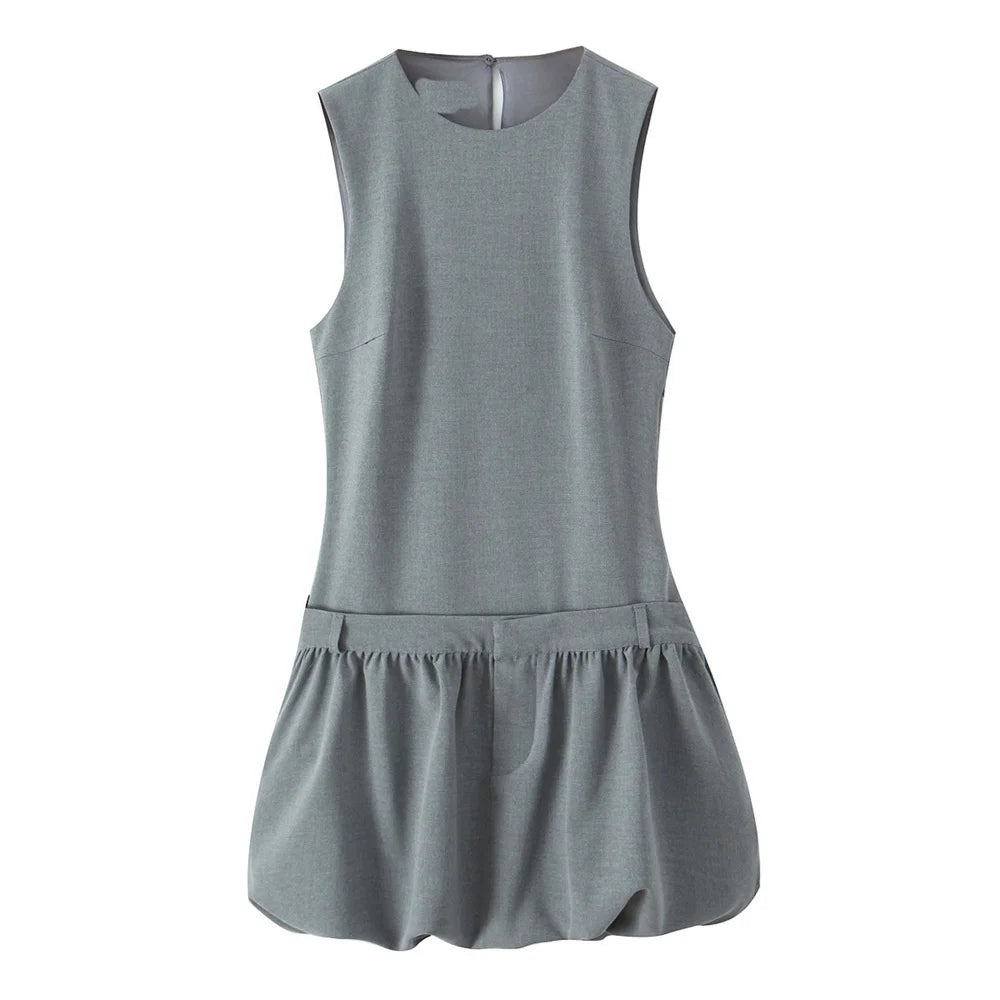 Slim Fit Round Neck Sleeveless Dress For Women Casual