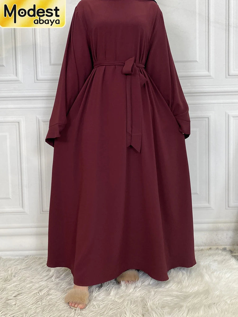 Modest Abaya For Women Ramadan Dress Solid Color Islamic Robe