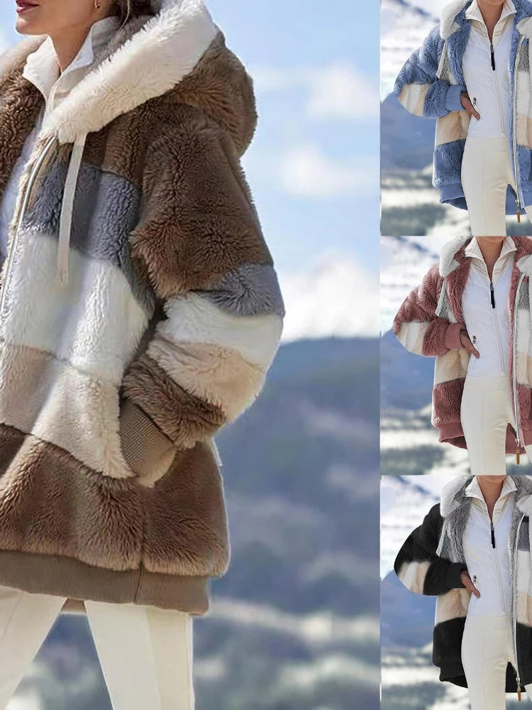 Oversize Teddy Bear Coat for Women Long Warm Faux Fur