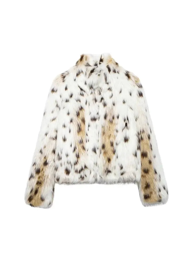 Womens Thick Warm Faux Fur Jacket Coat With Lapel Collar