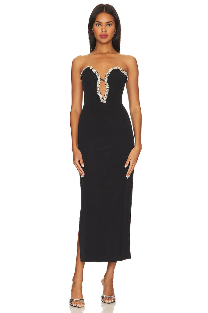 Beaded Bodycon Dress V Neck Backless Bandage Style