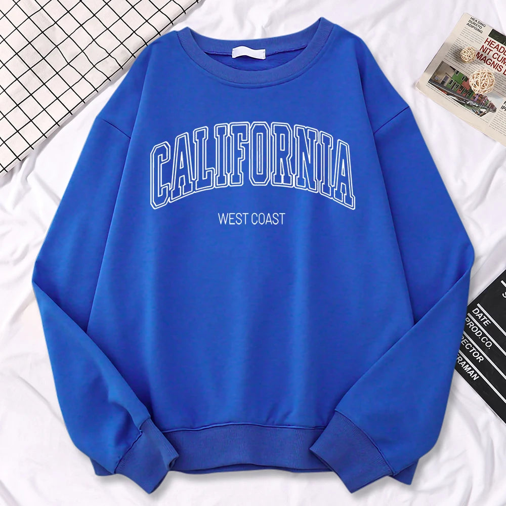 California West Coast Print Hoodie Sweatshirt For Women