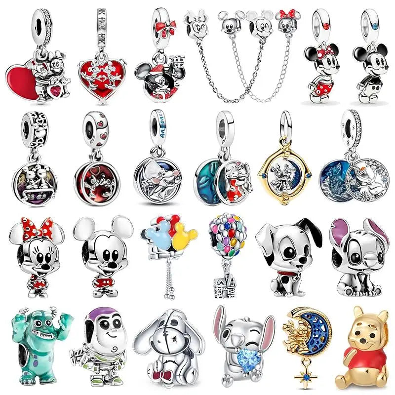 Adorn your bracelet with these Mickey Mouse Minnie Mouse Sterling Silver Charm Beads for Bracelets, perfect for Disney fans.
