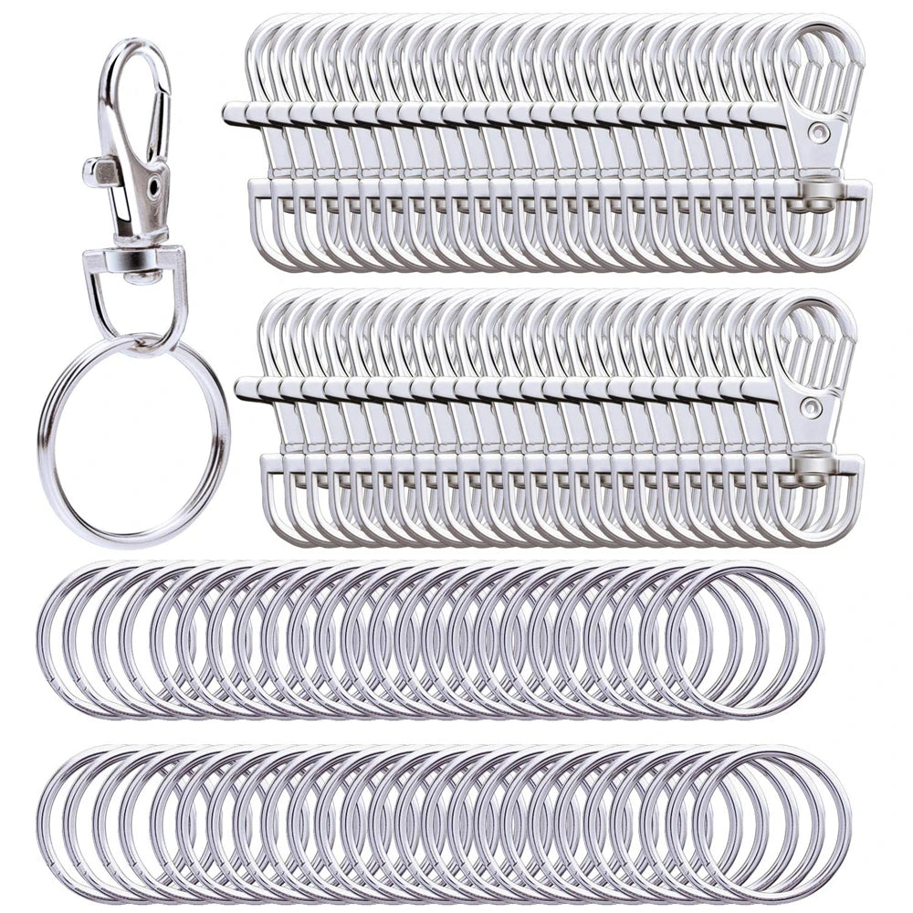 30 Pieces Metal Swivel Keychain Hooks with Split Key Rings for DIY Keychain Making, perfect for crafting enthusiasts.