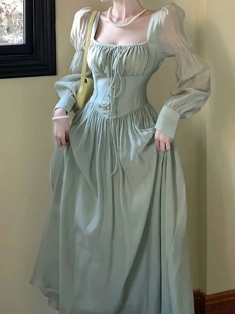 Elegant Long Sleeve Vintage Party Birthday Dress For Women