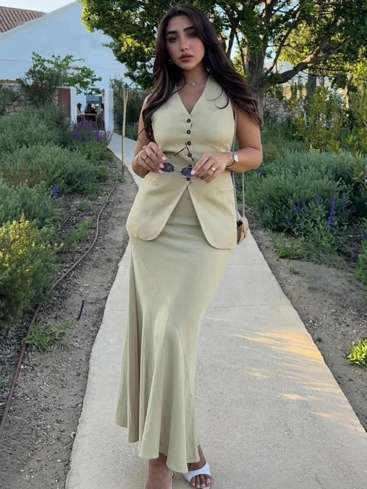 Three Piece Vest Tank Top And Skirt Set For Women Fashion