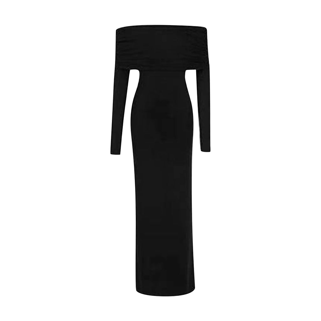 One Shoulder Long Sleeve Dress For Women Slim Fit Winter