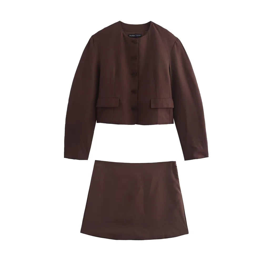 Womens Jacket And Skirt Set For Autumn Casual Loose Fit