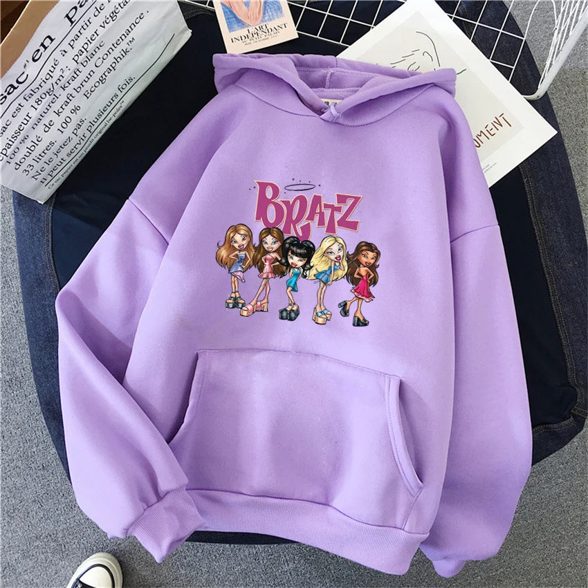 Plus Size Letter Printed Hoodie Long Sleeve Streetwear